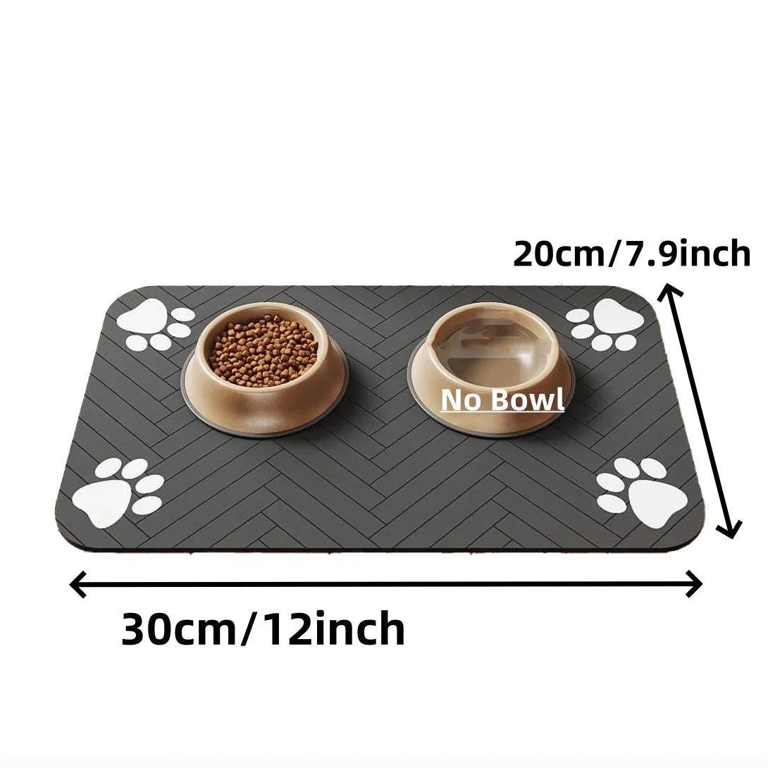Absorbent Pet Feeding Mat, Waterproof Placemat for Dog & Cat Food & Water Bowls, Quick-Dry Rubber Backing, Non-Slip Pet Mat