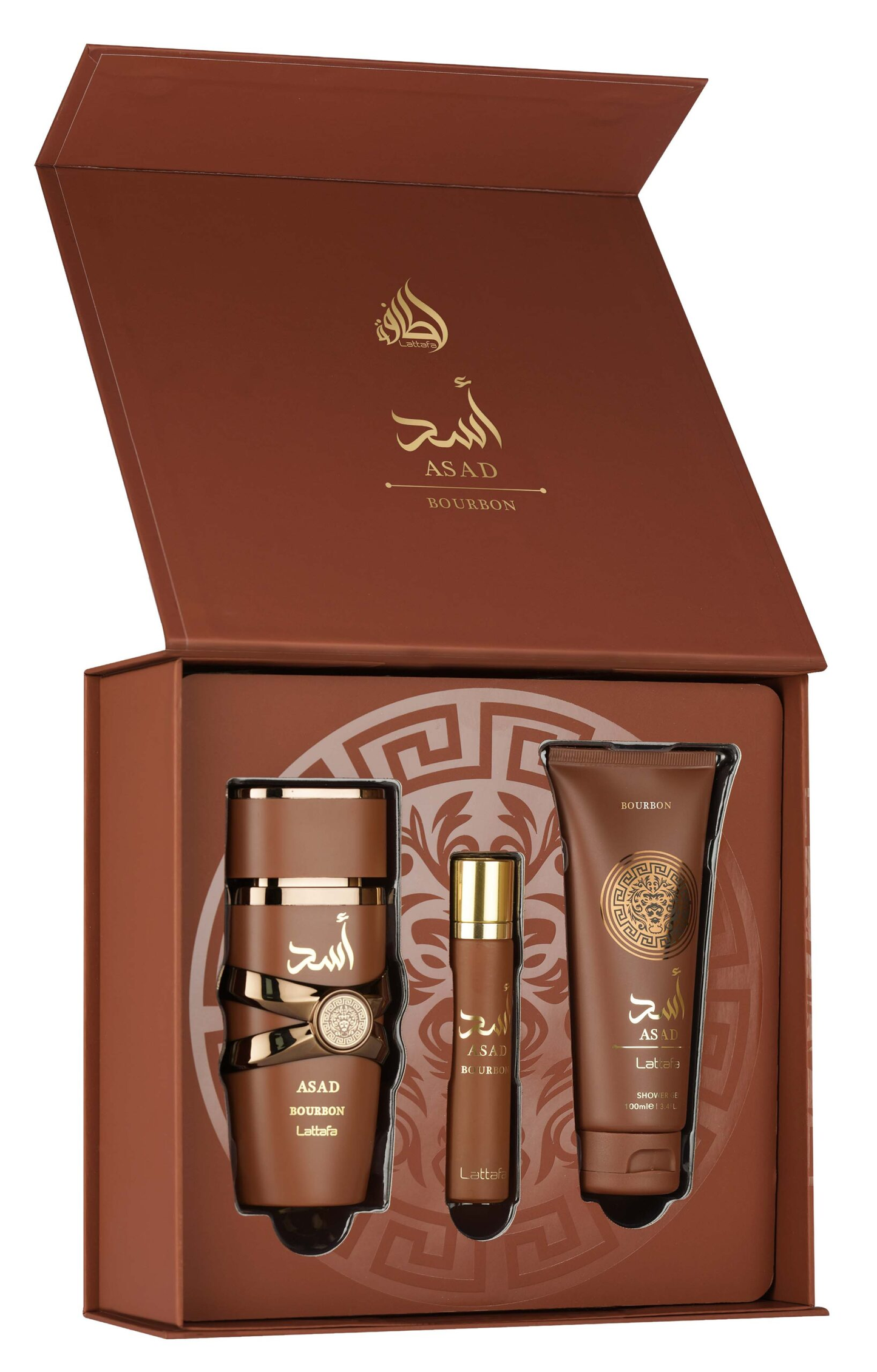Lattafa Asad Bourbon Set de Regalo 100 ml + 20 ml + 100 ml
