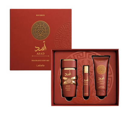 Lattafa Asad Bourbon Set de Regalo 100 ml + 20 ml + 100 ml