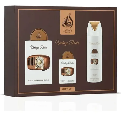 Lattafa Vintage Radio Set de Regalo 3 Piezas